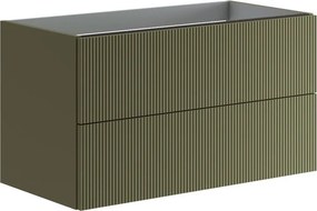 Mobile da bagno sospeso sotto lavabo Opera 2 cassetti L 89.5 x H 50 x P 45.5 cm verde salvia laccato opaco cannettato