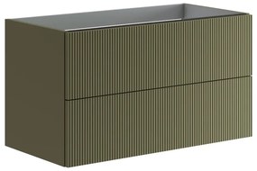 Mobile da bagno sotto lavabo Opera verde laccato opaco L 89.5 x H 50 x P 45.5 cm 2 cassetti, lavabo non incluso