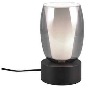 Lampada da tavolo con paralume in vetro nero e argento (altezza 24 cm) Barret - Trio Select