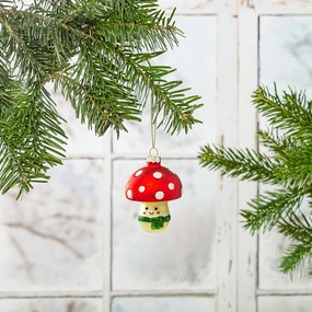 Decorazione per albero di natale in vetro fatta a mano ø 6 cm Happy Mushroom – Sass &amp; Belle