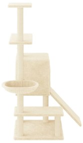 Albero per gatti con tiragraffi in sisal crema 130,5 cm