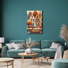 Quadro su tela – Case storiche tra foglie dorate