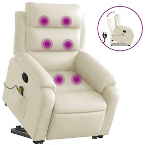 Poltrona alzapersona reclinabile massaggio crema similpelle