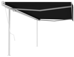 Tenda Da Sole Retrattile Automatica Con Pali 5x3 M Antracite /