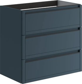 Mobile da bagno sospeso sotto lavabo L 79.5 x H 78 x P 45.5 cm blu opaco, 3 cassetti TRATTO