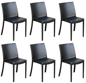 PERLA - set di 6 sedie in polipropilene impilabile da esterno e interno