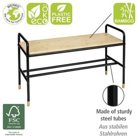 Scarpiera in metallo nero/naturale con panca Loft - Wenko