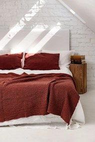 Copriletto A Nido Dape İn Lino İn Terracotta / 53x81"/135x205cm / Terracotta