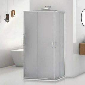 Box doccia 3 lati 80 cm doppio scorrevole vetro stampato H 195 cm Tay