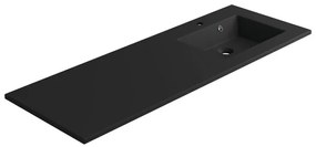 Lavabo a incasso rettangolare vasca a destra Neo L 136 x H 11.2 x P 48.5 cm in composito minerale di resina gelificata nero opaco