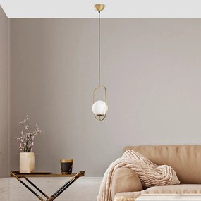 Lampadario dorato con paralume in vetro Skew – Opviq lights