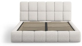 Letto matrimoniale imbottito grigio chiaro con contenitore con griglia 200x200 cm Bellis - Micadoni Home