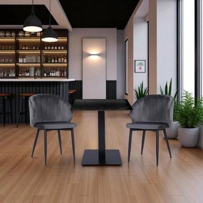 Tavolo pub ristorante bar 70x70 cm Top esterno HPL effetto Marmo NERO H 74