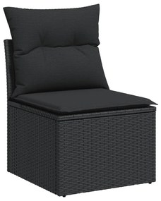 Set Divani da Giardino con Cuscini 7pz Nero Polyrattan