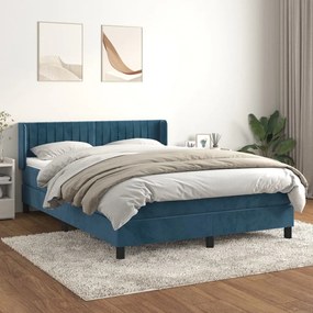 Giroletto A Molle Con Materasso Blu Scuro 140x200 Cm İn Velluto /