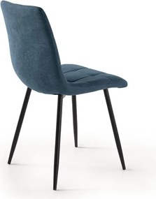 Sedia da pranzo in tessuto Blu gambe metallo nere - KATERINE 2 sedie