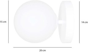 Applique A 1 Luce Hallador In Acciaio Bianco E Sfera In Vetro Opalino
