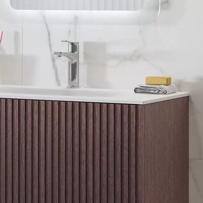 Mobile bagno sospeso 80cm effetto cannettato con lavabo incasso KDS-80L - KAMALU