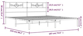 Giroletto con Testiera in Metallo Nero 183x213 cm