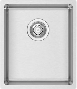 Lavello quadrato 1 vasca in inox argento RODI Box Lux 34 piletta tonda L 38 x L 44 cm