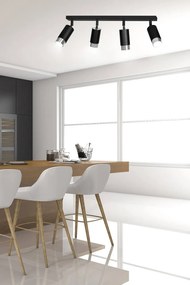 Lampada da Soffitto in Acciaio HIRO 4 Nero Cromo/Oro 4xGU10