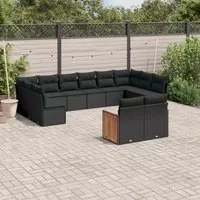 Set Divani da Giardino 11 pz con Cuscini in Polyrattan Nero 3228120