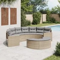 Set Divani da Giardino Semicircolare 2 pz in Polyrattan Beige 3262063