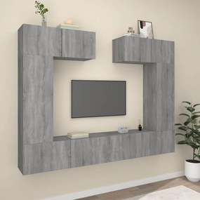 Set Di Mobili Porta Tv 6 Pz Grigio Sonoma İn Legno Multistrato /