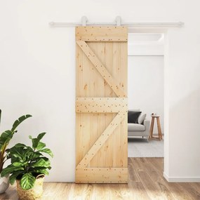 Porta Scorrevole Con Set Hardware 70x210 Cm Legno Massello Pino /