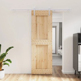 Porta Scorrevole Con Set Hardware 70x210 Cm Legno Massello Pino /