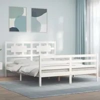 Giroletto con Testiera Bianco 160x200 cm Legno Massellocod mxl 93837