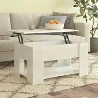 Tavolino da Salotto Bianco Lucido 79x49x41 cm Legno Multistrato