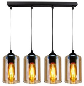 Lampada a sospensione nera con paralume in vetro 10x65 cm Bistro - Candellux Lighting