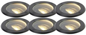 Set di 6 faretti da terra orientabili neri IP65 - Delux