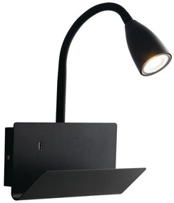 Lampadario Applique Gulp, Eclettico, USB, Colore Nero, 8W, Mis. 23 x 49 x 27 cm