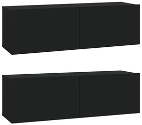 Set mobili porta tv 3 pz nero in legno multistrato