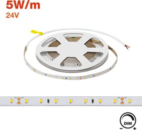 Striscia LED 24V 5W/m Alta Efficienza Professionale - IP20 - 5 metri