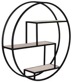 Scaffale a castello in legno massiccio di pavlovnia in nero e naturale 62 cm Rotterdam - House Nordic