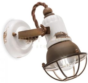 Applique 1 luce con gabbia loft vintage bianco c1675/1vib