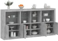 Credenza con Luci LED Grigio Cemento 202x37x100 cm 3209159