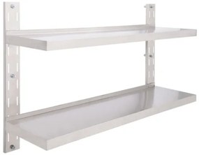 Mensola a Sospensione a 2 Livelli in Acciaio Inox 120x30 cm