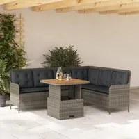 Set Divano da Giardino 2 pz con Cuscini Grigio in Polyrattan 3262080