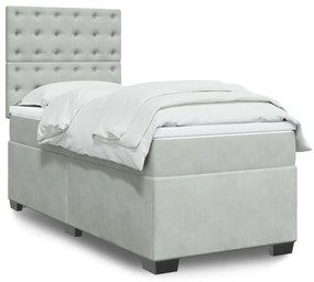 Giroletto A Molle Con Materasso Grigio Chiaro 100x200cm Velluto /