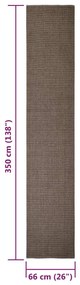 Tappeto in Sisal Naturale 66x350 cm Marrone