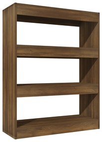 Libreria/divisorio rovere marrone 80x30x103cm legno multistrato