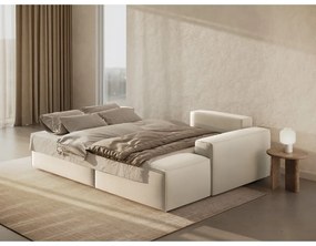 Divano angolare beige allungabile/con contenitore (con penisola a destra/con chaise lounge) con rivestimento in velluto Jodie – Micadoni