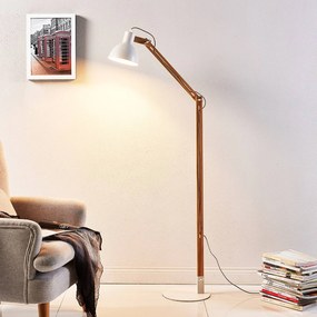 Lampada da terra Shivanja Lindby, Legno chiaro, Studio / Ufficio, Legno, Moderno, Lampada da terra