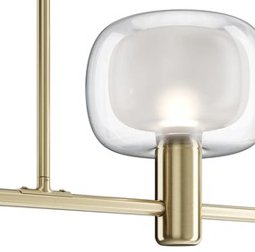 Lampadario Contemporaneo Vision Alluminio Oro 3 Luci Diffusori In Vetro Trasp