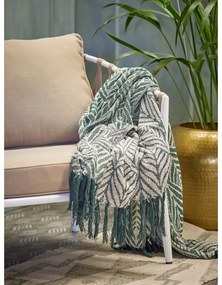 Coperta verde e beige in cotone riciclato 130x160 cm Ugento – Bloomingville