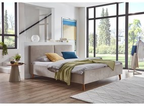 Letto matrimoniale imbottito beige con rete inclusa 180x200 cm Piano – Meise Möbel